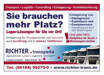 Logo RICHTER.transporte

Spedition und Logistik GmbH